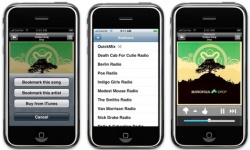 Screenshot of Pandora on the iPhone
